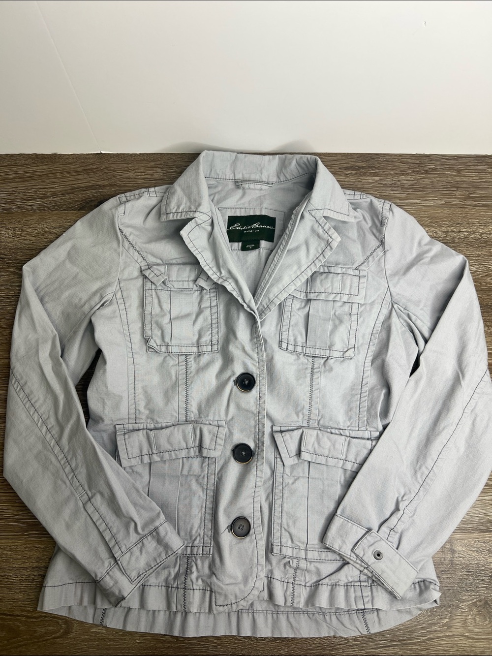 Eddie Bauer Utility Jacket Women’s Medium Beige Lightweight Field Jacket